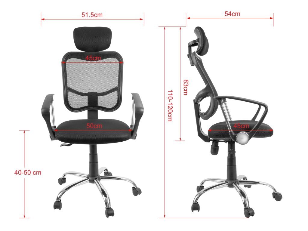 Krzesło biurowe z regulowanym zagłówkiem, czarne